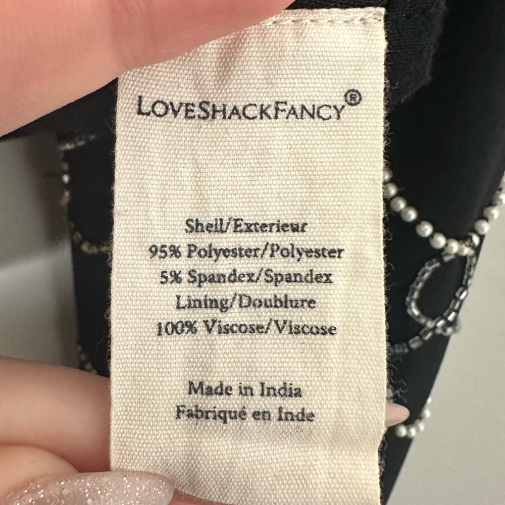 LoveShackFancy Norima Black Beaded Heart Crop Cardigan Jacket - Picture 10 of 16